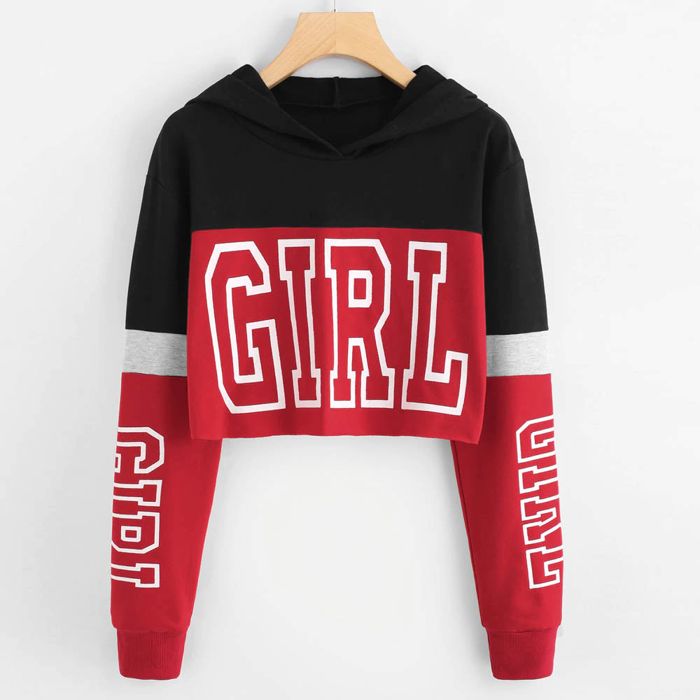 Harajuku Hoody Sweatshirt Women Streetwear Letter Crop Top Hoodie 2019 Autumn Women Fashion Kpop Clothes Korean Moletom